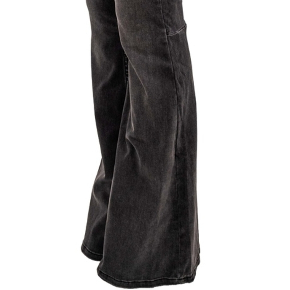 Free People black high-rise "Flare Penny" bell-bottom jeans, size 29. - Picture 8 of 16